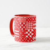 Mug Rouge blanc Mixte Motif Patchwork Design (Devant gauche)
