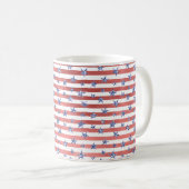 Mug Rouge Blanc Parties scintillant Bleu Étoiles Rayur (Devant droit)