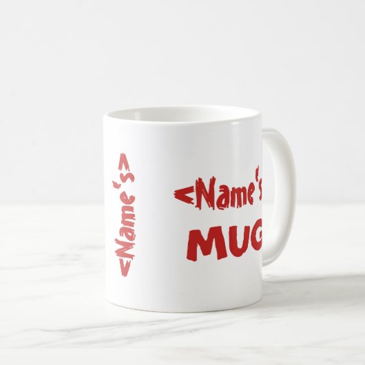 Mug Rouge blanc personnalisé de trio nommé (Devant droit)