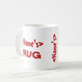 Mug Rouge blanc personnalisé de trio nommé (Devant gauche)