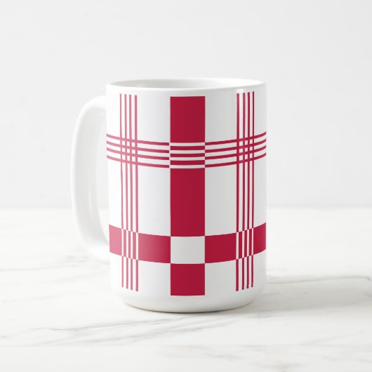 Mug Rouge blanc Tartan Check Plaid (Devant gauche)