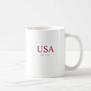 Mug Rouge Blanc USA Moderne Établie 1776