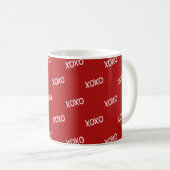 Mug Rouge Blanc XOXO Love Hugs Baisers (Devant droit)