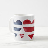 Mug Rouge Bleu Bleu Aquarelle Coeurs Saint-Valentin (Devant gauche)