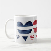 Mug Rouge Bleu Bleu Aquarelle Coeurs Saint-Valentin (Gauche)