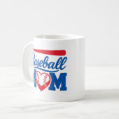 Mug Rouge Bleu Classique Baseball Maman Jour de Match (Devant gauche)