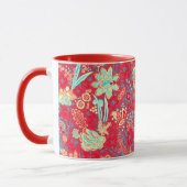 MUG ROUGE BLEU FLEURS SAUVAGES BLANCHES TULIPES, FEUI (Gauche)