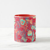 MUG ROUGE BLEU FLEURS SAUVAGES BLANCHES TULIPES, FEUI (Centre)