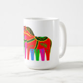 Mug Rouge/bleu/rose/vert Nordic Folk Dala cheval (Devant droit)