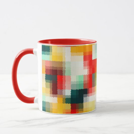 Mug Rouge bleu vert jaune blanc Motif Abstrait (Gauche)