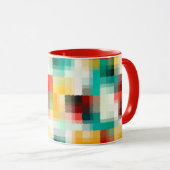 Mug Rouge bleu vert jaune blanc Motif Abstrait (Devant droit)