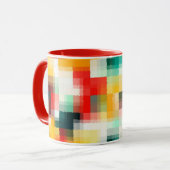 Mug Rouge bleu vert jaune blanc Motif Abstrait (Devant gauche)