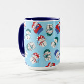 Mug Rouge Bleu Vert mignon Snowmen Aquarelle Motif Fol (Devant gauche)
