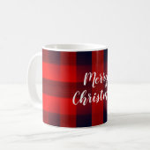 Mug Rouge Bokeh Buffalo Plaid Noël (Devant gauche)