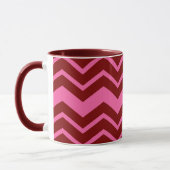 Mug Rouge bordeaux rose chevron design zigzag  (Gauche)