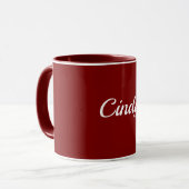 Mug Rouge bordeaux, texte blanc, MODÈLE, (Devant gauche)