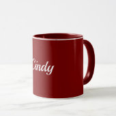 Mug Rouge bordeaux, texte blanc, MODÈLE, (Devant droit)