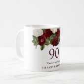 Mug Rouge Bourgogne Rose blanche 90e anniversaire Favo (Devant gauche)