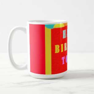 Mug Rouge brillant plus couleurs mélangées heureux ann