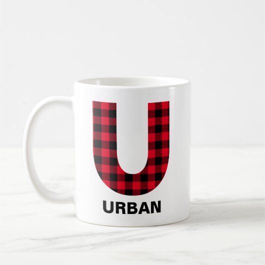 Mug Rouge Buffalo plaqué Gras U initial Monogramme (Gauche)