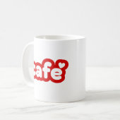 Mug rouge "Café" avec Coeur Détails (Devant gauche)