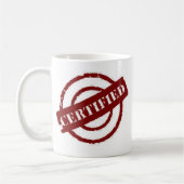 Mug rouge certifié par timbre (Gauche)