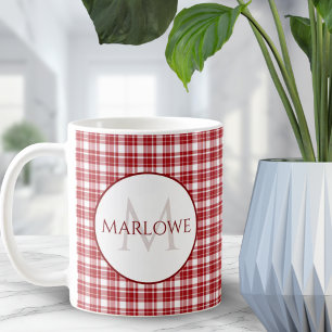 Mug Rouge classique ☕️ Chèques Plaid Café Vintage