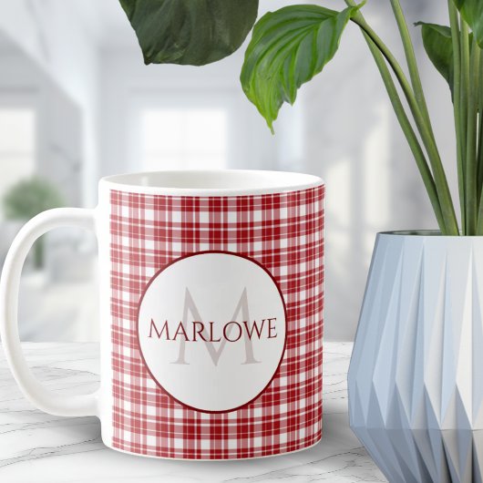 Mug Rouge classique ☕️ Chèques Plaid Café Vintage