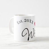 Mug Rouge cœur de femme. Année d'établissement future  (Devant gauche)