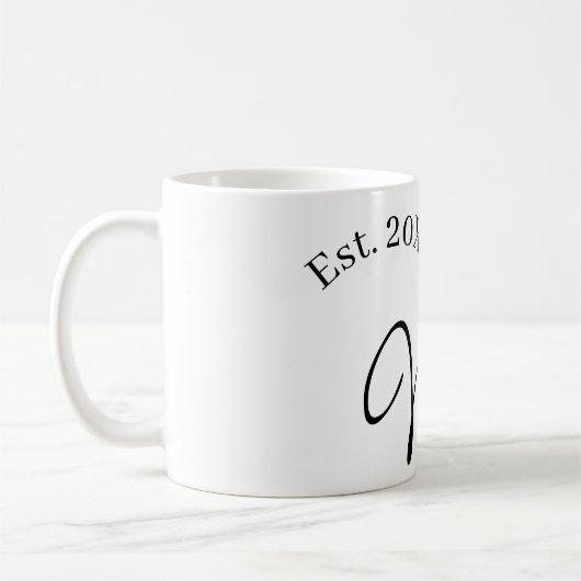 Mug Rouge cœur de femme. Année d'établissement future  (Gauche)