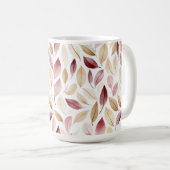 Mug Rouge Crémeux Doré Feuilles Rouges (Devant droit)