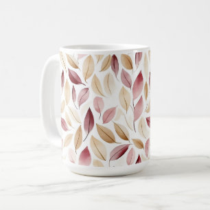 Mug Rouge Crémeux Doré Feuilles Rouges