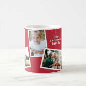 Mug Rouge de famille multi-photo élégant (Centre)