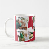Mug Rouge de famille multi-photo élégant (Gauche)