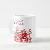 Mug Rouge de panier floral de faveur de Fête de la (Devant gauche)