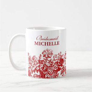 Mug Rouge de panier floral de faveur de Fête de la