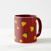 Mug Rouge de vacances Or Bells Stripe Noël (Devant droit)