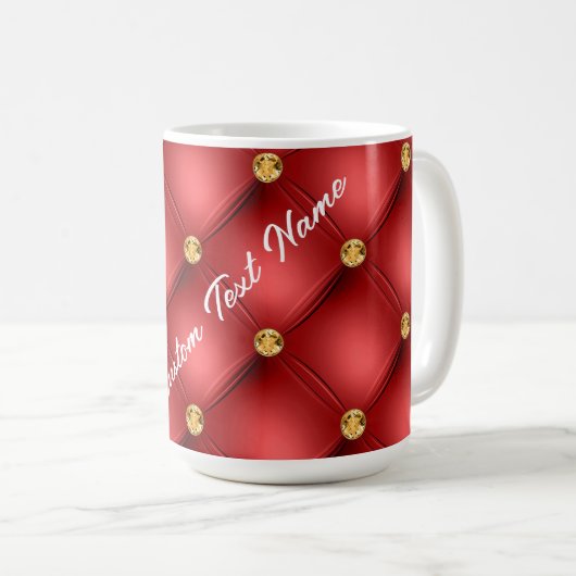 Mug Rouge Diamant doré Tufted Nom de texte personnalis (Devant droit)