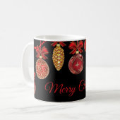 Mug Rouge doré Ornements de Noël Noir (Devant gauche)