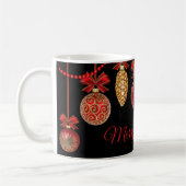 Mug Rouge doré Ornements de Noël Noir (Gauche)
