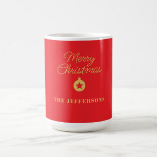 Mug Rouge Éclatant & Couleurs Or Joyeux Noël