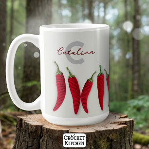 Mug Rouge épicé Moderne Minimal Crochet Jalapeno Nom