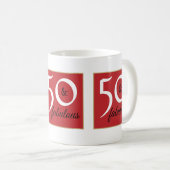 Mug Rouge et blanc 50 et Fabuleux fête d'anniversaire (Devant droit)