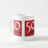 Mug Rouge et blanc 50 et Fabuleux fête d'anniversaire (Devant gauche)