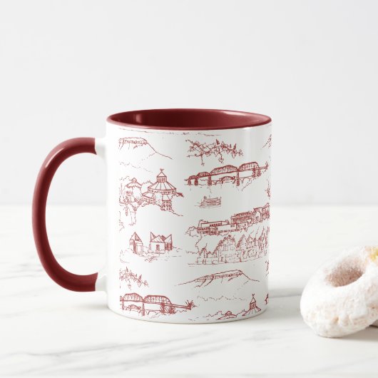 Mug Rouge et blanc de Chattanooga Toile (Avec donut)