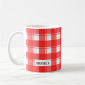 Mug Rouge et blanc modifiable rayé ou carreauté de cam (Gauche)