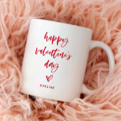 Mug Rouge et blanc | Script Décontracté et coeur Valen