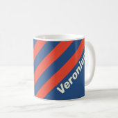 Mug Rouge et Bleu Rétro Trois Bandes avec Nom (Devant droit)