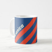 Mug Rouge et Bleu Rétro Trois Bandes avec Nom (Devant gauche)