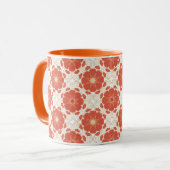 Mug Rouge et motif floral de dentelle d'or (Devant gauche)